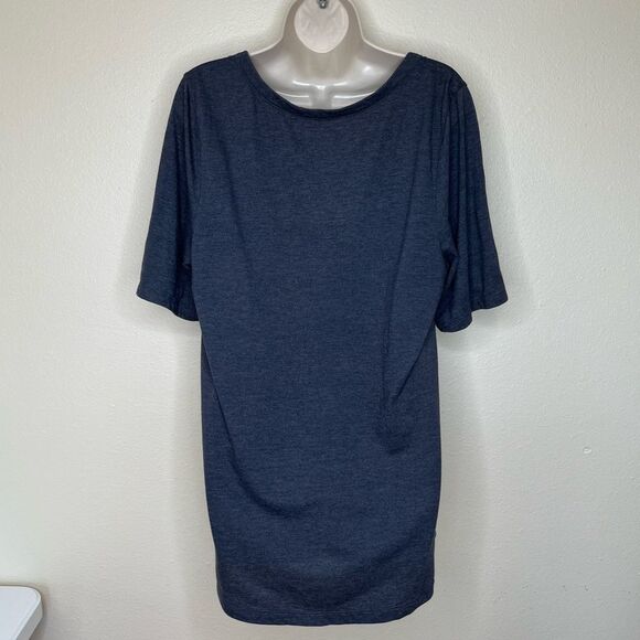 Old Navy Pintuck Button Front Short Roll Tab Gray V Neck Tunic T Women Large - Picture 6 of 13